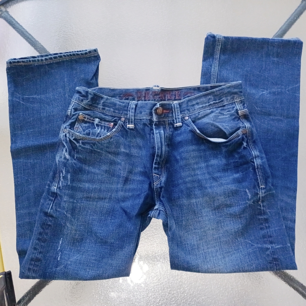 MENS DECREE STRAIGHT FIT BLUE JEANS SZ 34/32